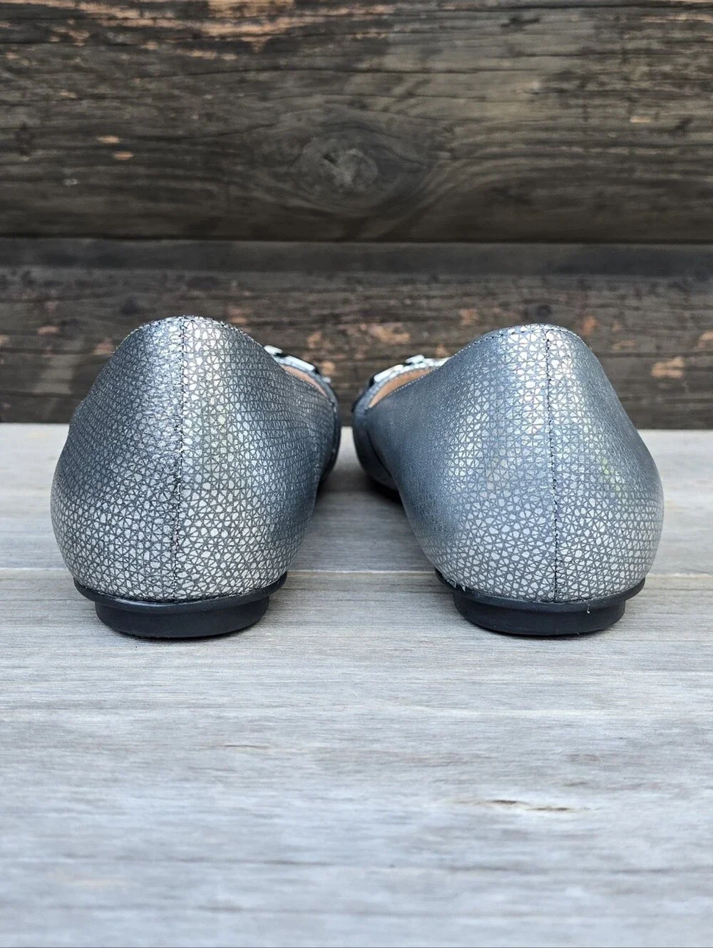 Naturalizer Maxwell Bit Y2K Preppy Glam Metallic Silver Comfort Bit Ballet Flats